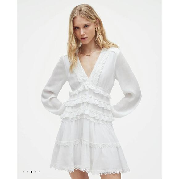 $329 AllSaints Mini Dress Womens 10 Vintage Romance Boho Chic Cottagecore Fairy - Picture 2 of 16